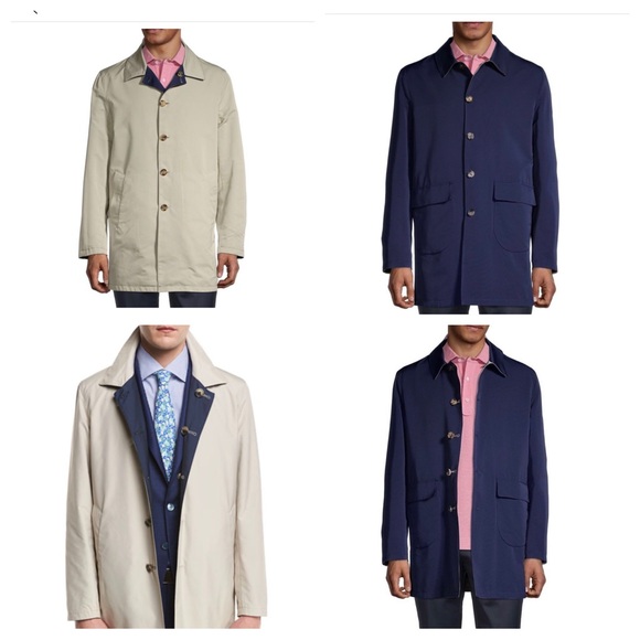 Isaia Napoli Reversible Single-Breasted Raincoat, Men’s Size 46 US/56 IT - Picture 4 of 14